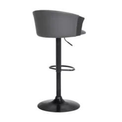 Lydia Adjustable Black Wood Bar Stool In Grey Faux Leather With Black Metal -Gourmet Interiors 3d60484a fb22 491c 8aa4 934bfcc255cd