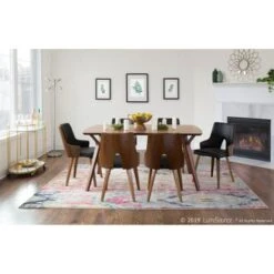 LumiSource Stella Mid-Century Modern Padded Dining/Accent Chair (Set Of 2) - Black Faux Leather/walnut -Gourmet Interiors 3dcd9b02 ebc3 457d b83a 0cb33b10c9e0