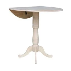 42" Round Pedestal Dual Drop Leaf Table - Unfinished - N/A - 35.5"H -Gourmet Interiors 3df1e5b1 3025 4d29 af42 33dab4a19bc6