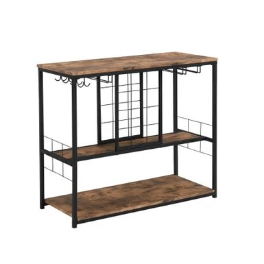 Bar&Serving Cart With Glass Holder And Wine Rack, 3-Tier Kitchen Trolley With Tempered Glass Shelves And Chrome-Finished - Brown 20 Bar&Serving Cart With Glass Holder And Wine Rack, 3-Tier Kitchen Trolley With Tempered Glass Shelves And Chrome-Finished - Brown - Image 18
