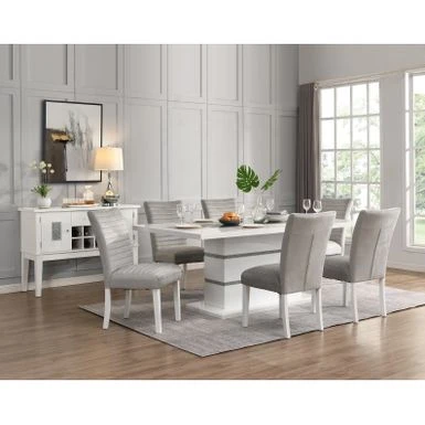 ACME Elizaveta Side Chair In Gray And White High Gloss (Set Of 2) - Set Of 2 - Gray And White High Gloss - Dining Height 8 ACME Elizaveta Side Chair In Gray And White High Gloss (Set Of 2) - Set Of 2 - Gray And White High Gloss - Dining Height - Image 6