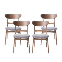 Idalia Mid-century Modern Dining Chairs (Set Of 4) By Christopher Knight Home - Dark Gray + Walnut