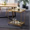 Gold Iron Contemporary Bar Cart 31 X 28 X 14 - 28 X 14 X 31 - Bronze -Gourmet Interiors 3f289502 9d7b 47e3 9814 ab1e981009cb