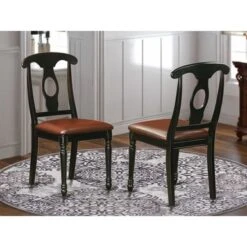 East West Furniture Kenley Napoleon-styled Black And Cherry Finish 2 Dining Chairs (Seat's Type Options) - KEC-BLK-LC -Gourmet Interiors 3f89ef11 2ea2 4779 a12e c7127f77231f