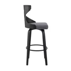 Gayle 26" Swivel Cross Back Grey Faux Leather And Black Wood Bar Stool -Gourmet Interiors 3fa5081f 5cd8 4869 9d74 15ca0cae430f
