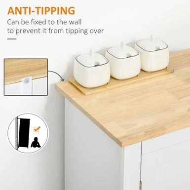 HOMCOM Modern Floor Cabinet, Storage Sideboard, Kitchen Buffet Table W/ Rubberwood Top, 3 Drawers And Cabinet - Grey 9 HOMCOM Modern Floor Cabinet, Storage Sideboard, Kitchen Buffet Table W/ Rubberwood Top, 3 Drawers And Cabinet - Grey - Image 7