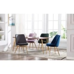 Porthos Home Tori Velvet Gold Legs Kitchen Dining Room Chair - Pink -Gourmet Interiors 4015205c 27cb 4486 b952 5184a16e4f97