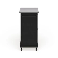 Compact Black Wood And Stainless Steel Portable Kitchen Island - N/A - Kitchen Cart - Wood - Black -Gourmet Interiors 405ec4ea d5ea 4a75 9503 605b8c9e2700