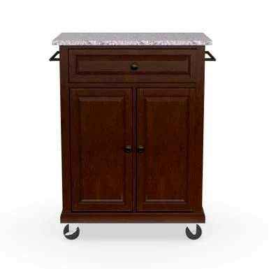 Compact Vintage Mahogany Finish Solid Granite Top Kitchen Cart And Island - N/A - Kitchen Cart - Wood - Brown 6 Compact Vintage Mahogany Finish Solid Granite Top Kitchen Cart And Island - N/A - Kitchen Cart - Wood - Brown - Image 4