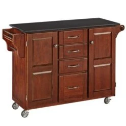 Gracewood Hollow Defoe Cherry Finish Black Granite Top Kitchen Cart - Create-a-Cart Cherry Finish Black Granite Top -Gourmet Interiors 407d56e1 0ef3 4316 8560 cf84500f1b9c