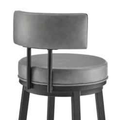 Dalza 30" Swivel Bar Stool In Black Finish With Grey Faux Leather -Gourmet Interiors 407e4a0c 16b1 49a2 ae01 a99c5b546c47