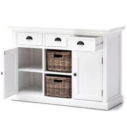 NovaSolo White Mahogany Buffet With Two Rattan Baskets - 49.21 X 19.69 X 33.46 - 49.21 X 19.69 X 33.46 - White -Gourmet Interiors 409ab372 bb4d 4e75 9487 e961d6ee8b16