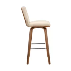 Renee 30" Swivel Cream Faux Leather And Walnut Wood Bar Stool -Gourmet Interiors 40a17e08 61e0 422c 94d3 21ebd500b842