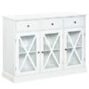 HOMCOM 45" Farmhouse Style Kitchen Sideboard Serving Buffet Storage Cabinet Cupboard With Glass Doors And 3 Drawers - White 1 HOMCOM 45" Farmhouse Style Kitchen Sideboard Serving Buffet Storage Cabinet Cupboard With Glass Doors And 3 Drawers - White -Gourmet Interiors 40a3dec8 13d9 4a3c 93f8 224b3d189814