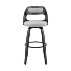 Julius 26" Gray Faux Leather And Black Wood Bar Stool -Gourmet Interiors 40c19be0 e998 4d5b a0fd 93164e0a5d51