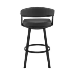 Bronson 25" Counter Height Swivel Bar Stool In Black Finish And Black Faux Leather -Gourmet Interiors 4109edea db35 4227 bae5 f514fbdba14b
