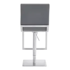 Victory Contemporary Swivel Bar Stool In Brushed Stainless Steel And Gray Faux Leather -Gourmet Interiors 41467af6 f8b5 40e6 a76a caf0486caad3