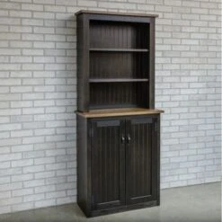 72-inch Tall Lodge Style China Cabinet With 3 Display Shelves And 2 Doors - White & Espresso Top -Gourmet Interiors 41900b00 93a6 40b6 b9d2 3f1111d23c68