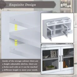 Nestfair Sideboard Multifunctional Buffet Cabinet With 4 Drawers And Adjustable Shelves - White 28 Nestfair Sideboard Multifunctional Buffet Cabinet With 4 Drawers And Adjustable Shelves - White -Gourmet Interiors 41b48301 8297 4cef bcab df897befd078