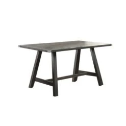 Rubber Wood Dining Table In Dark Grey - Counter Height