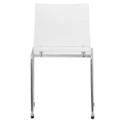 LeisureMod Lima Modern Acrylic Dining Chair With Chrome Base - Clear -Gourmet Interiors 42e38d98 db73 4edf 9b90 8219a5dcd98d