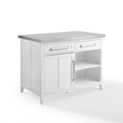 Silvia Stainless Steel Top Kitchen Island - Stainless Steel - Stationary - Stainless Steel -Gourmet Interiors 42eaa486 bd87 44d8 aa24 368950960d10