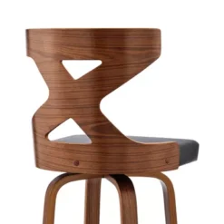 Gayle 26" Swivel Cross Back Grey Faux Leather And Walnut Wood Bar Stool -Gourmet Interiors 42f41948 7215 4f33 ba69 90ef434801b1