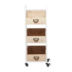 Brown Wood Industrial Wheels Storage Cart - 13"L X 12"W X 36"H - Kitchen Cart -Gourmet Interiors 430aa6a3 896c 4e8b a047 6393efb2f373