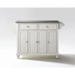 Cambridge Stainless Steel Top Full Size Kitchen Island/Cart - Stationary - White -Gourmet Interiors 437fdf1f 3973 4f5d b654 a9049cde70db