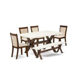 East West Furniture Kitchen Set, A Modern Table And Dining Chairs With Linen Fabric Seat (Pieces Option) - X726MZN32-5 -Gourmet Interiors 43820eb9 f815 48e6 ac57 0910bff18e56