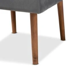 Baxton Studio Alvis Mid-Century Velvet Upholstered Wood Dining Chair-Grey - Grey, Walnut Brown -Gourmet Interiors 438d4903 b116 424b 8746 21bc6331ef34
