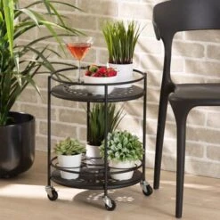 Baxton Studio Dallan Modern Industrial Metal 2-Tier Kitchen Cart - White -Gourmet Interiors 439b9e7c 28e1 46cb 8bb5 e10898629acb