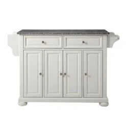 Alexandria Solid Granite Top Kitchen Island In White Finish - Stationary - White - Granite -Gourmet Interiors 439f3789 c178 4989 9c5a 8142297a9b16