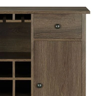 DH BASIC Rustic Distressed Walnut 42" Buffet With Wine Grid By Denhour - Distressed Walnut 5 DH BASIC Rustic Distressed Walnut 42" Buffet With Wine Grid By Denhour - Distressed Walnut - Image 3