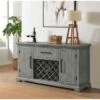 Beach House 65" Solid Wood Dove Grey Server With Wine Bottle Storage - Dove Grey -Gourmet Interiors 43cda79d b5e4 4f6a 90b8 1c2e534a62ec