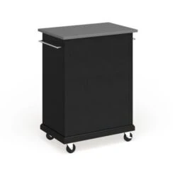 Compact Black Wood And Stainless Steel Portable Kitchen Island - N/A - Kitchen Cart - Wood - Black -Gourmet Interiors 4455293d 150a 4fc4 9e27 d42de3e24d4f
