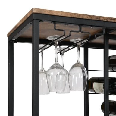 Bar&Serving Cart With Glass Holder And Wine Rack, 3-Tier Kitchen Trolley With Tempered Glass Shelves And Chrome-Finished - Brown 17 Bar&Serving Cart With Glass Holder And Wine Rack, 3-Tier Kitchen Trolley With Tempered Glass Shelves And Chrome-Finished - Brown - Image 15