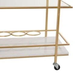 Gold Marble Glam Bar Cart - 13.2 X 26.5 X 32.5 - Gold - Iron -Gourmet Interiors 44cdeced c902 4573 9612 9e62b8b87fae