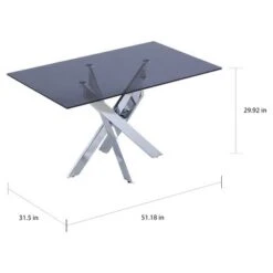 Somette Gene 51 Inch Dining Table - Chrome - Chrome -Gourmet Interiors 44f59fbe 38a9 480e 8290 dfc5a7eb041f