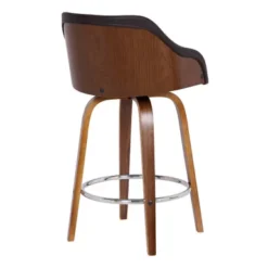 Alec 30" Bar Height Swivel Brown Faux Leather And Walnut Wood Bar Stool -Gourmet Interiors 451591de bbfb 4e60 a47b fb2245987ff8