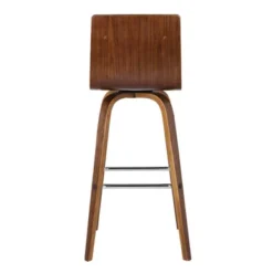 Vienna 26" Counter Height Swivel Brown Faux Leather And Walnut Wood Bar Stool -Gourmet Interiors 451e4dbe 4a3b 44fd 9cc7 7683fa035324