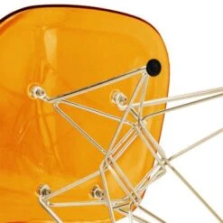 LeisureMod Cresco Plastic Dining Chair With Eiffel Gold Legs Set Of 2 - Clear -Gourmet Interiors 4527c304 1114 4048 98dc 2bafcd392889
