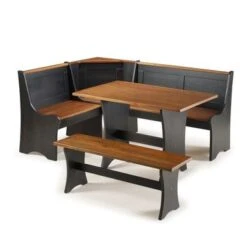 The Gray Barn Hillcrest 3-Piece Storage Nook - Black/Walnut