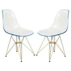 LeisureMod Cresco Plastic Dining Chair With Eiffel Gold Legs Set Of 2 - White Purple -Gourmet Interiors 456cb810 820e 4741 ab2b f2475c5e2cca