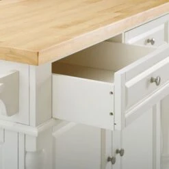 Oxford Kitchen Island With Upholstered Saddle Stools - With Seating - White - Wood -Gourmet Interiors 4602bd00 9e85 4811 b0b9 3c6641c960bd