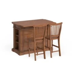 Homestyles Americana Cottage Oak 3-Piece Kitchen Island Set - With Seating - Oak - Wood -Gourmet Interiors 4636a5e3 ea11 438b acb7 b78a8ac2193e