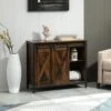 HOMCOM Industrial Sideboard, Buffet Cabinet With Sliding Barn Doors, Storage Cabinets And Adjustable Shelves For Living Room - Brown -Gourmet Interiors 46410378 8973 4557 82db f429dc67f610
