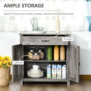 HOMCOM 32" Farmhouse Barn Door Style Sideboard Cabinet,Buffet Storage Cabinet Coffee Bar For Living Room Or Entryway - Natural 6 HOMCOM 32" Farmhouse Barn Door Style Sideboard Cabinet,Buffet Storage Cabinet Coffee Bar For Living Room Or Entryway - Natural - Image 4