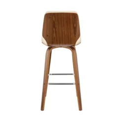 Renee 30" Swivel Cream Faux Leather And Walnut Wood Bar Stool -Gourmet Interiors 46a1459e ae45 47b2 8ae6 38c0a19ec175