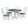 36" Round Extension Dining Table With 4 San Remo Chairs - Set Of 5 Pieces - White/Heather Gray